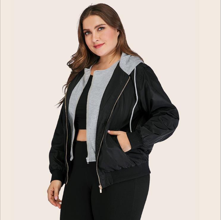 

Best Sale 2021 Women Solid Jacket Casual Fashion Zipper Patchwork Hooded Long Sleeves Loose Party Plus Size Spring Winter, Multi