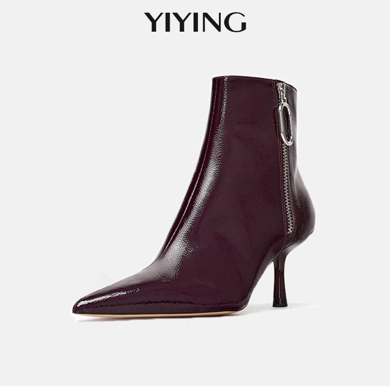 

2020 Women Thin High Heel Ankle Boots Zipper Pointed Toe Office Party Shoes Woman Sexy Botas Footwear Size 35-401, Black with fur