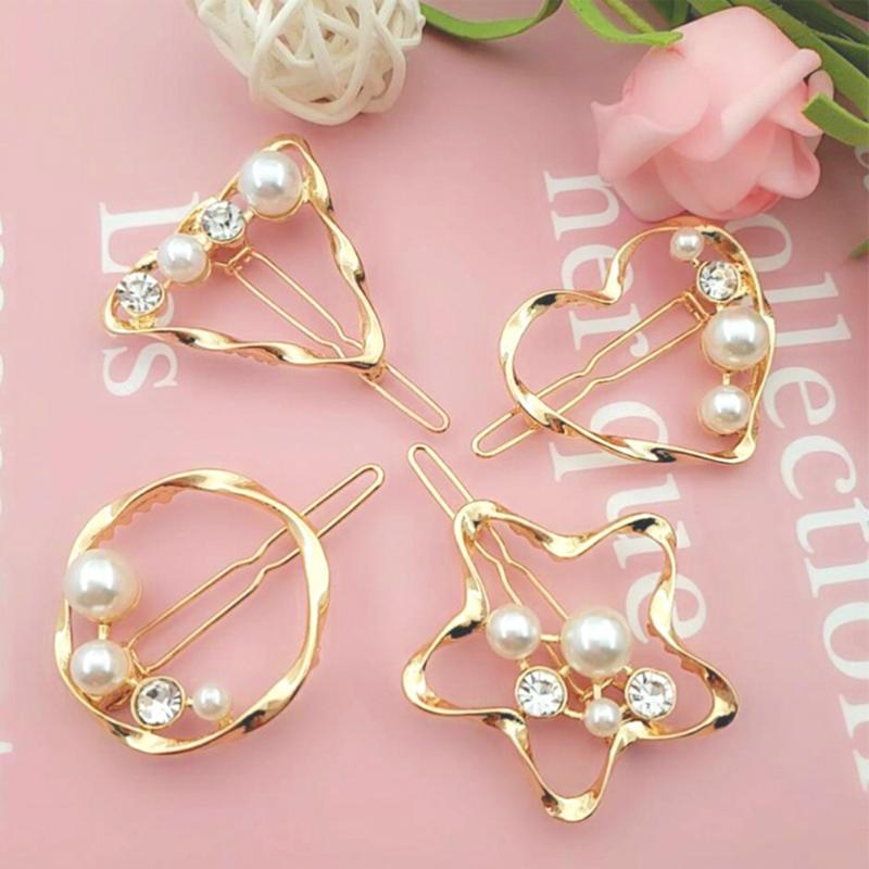 

4PCS Hair Clip Metal High Quality Unique Practical Pearl Hairpins Hair Jewelry Bobby Pin for Women Teens Girls