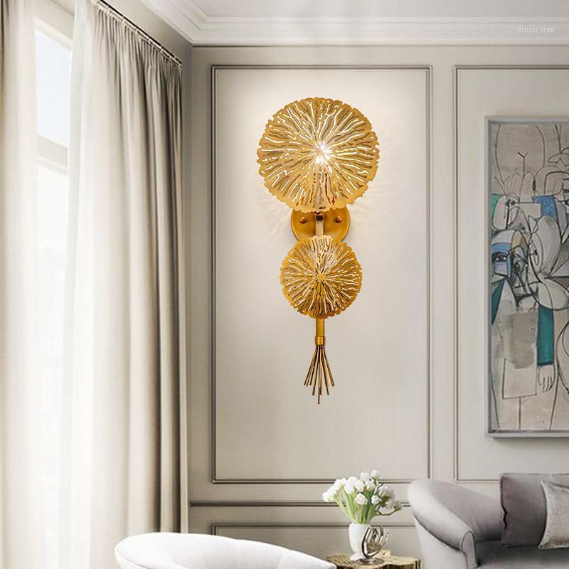 

Modern led Wall Lamp Bedroom Lamp Simple Living Room Lights Bathroom Mirror Gold Crystal Wall Engineering Luminaire1