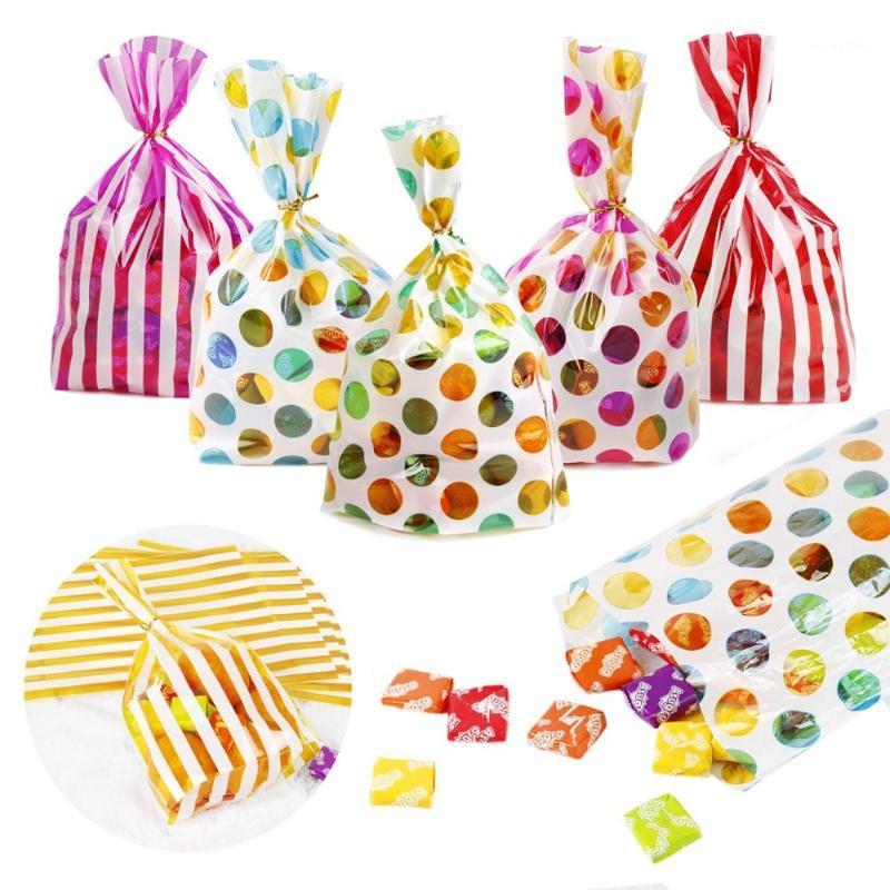 

QIFU Colorful Dot Stripes Opp Plastic Candy Bags Wedding Birthday Party Supplies Cookie Gift Bag Packaging Bag Pouch Gift Box1