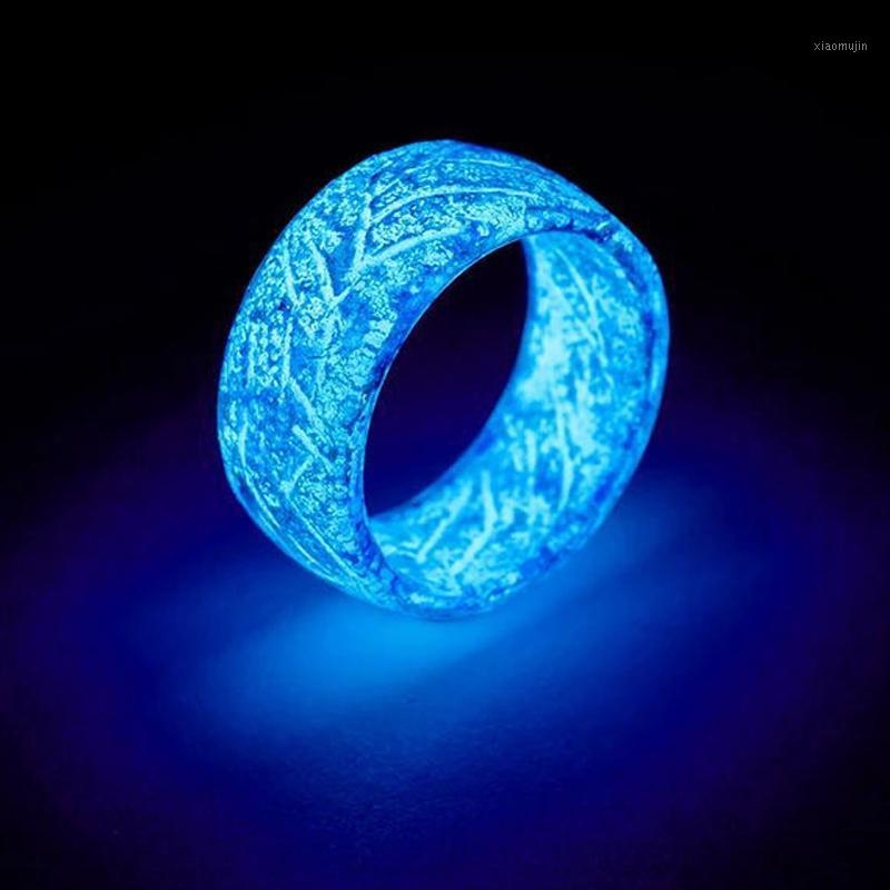 

Cluster Rings Luminous Glow Ring Glowing In The Dark Stainless Steel Fashion Jewelry Decoration For Women Men Finger Band Hallowee