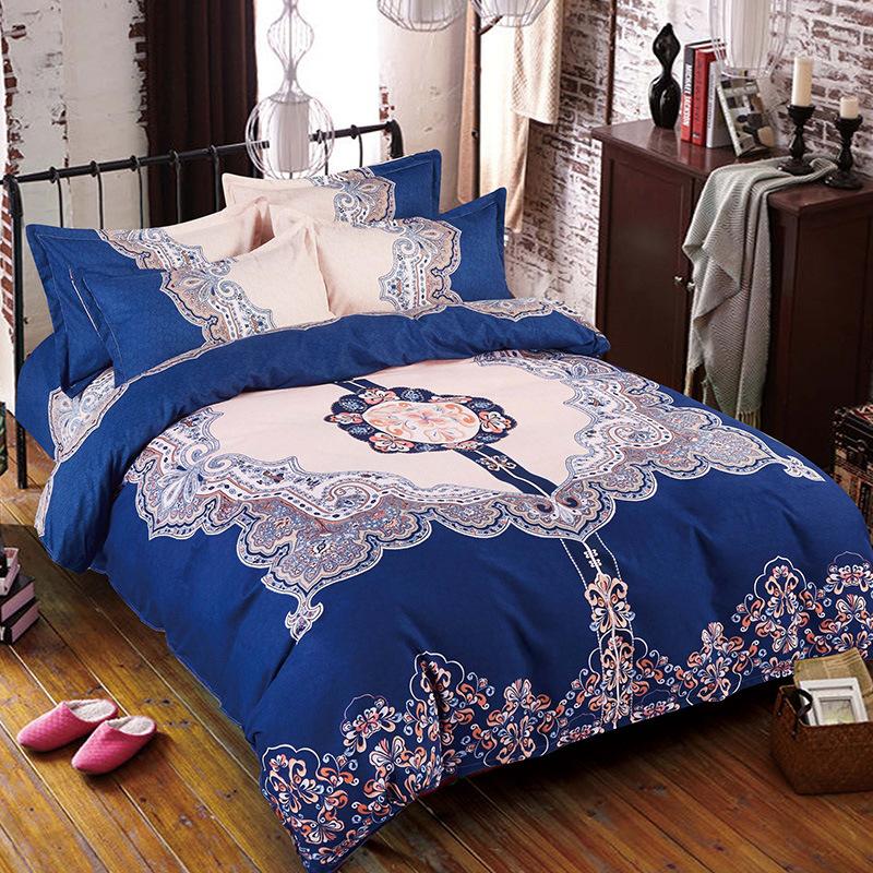 

4pcs Traditional Chinese Bedding Set Floral Bed Sheet Red Flat Sheet Bed Skirt Spread Cover Cotton Quilt Cover