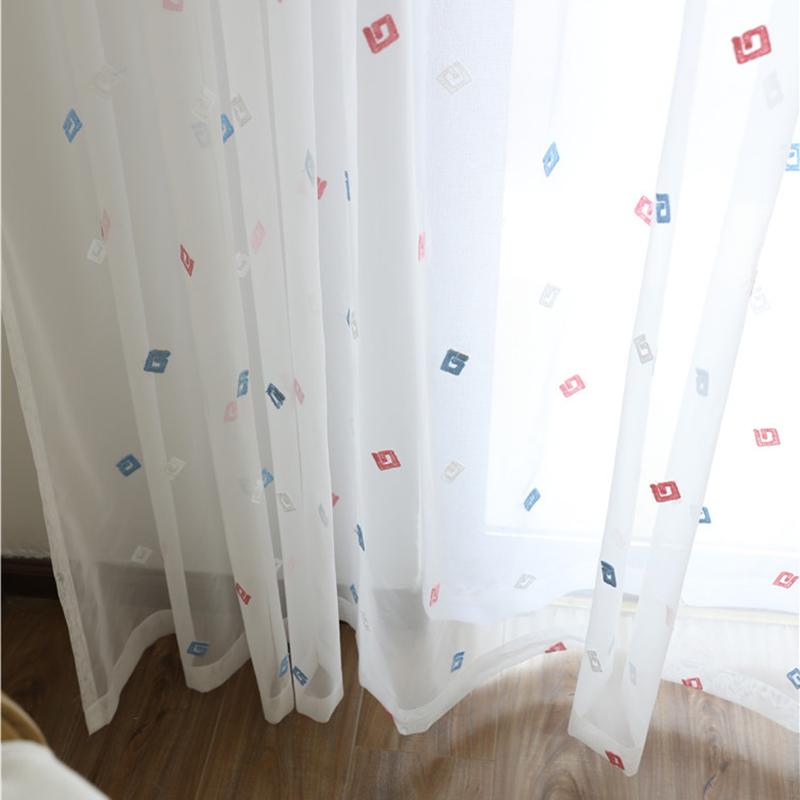 

Modern Letter G Embroidered Voile Curtains for Living Room Tulle Curtains for Kids Bedroom Children Yarns Curtain Window Sheer, Tulle 1 piece