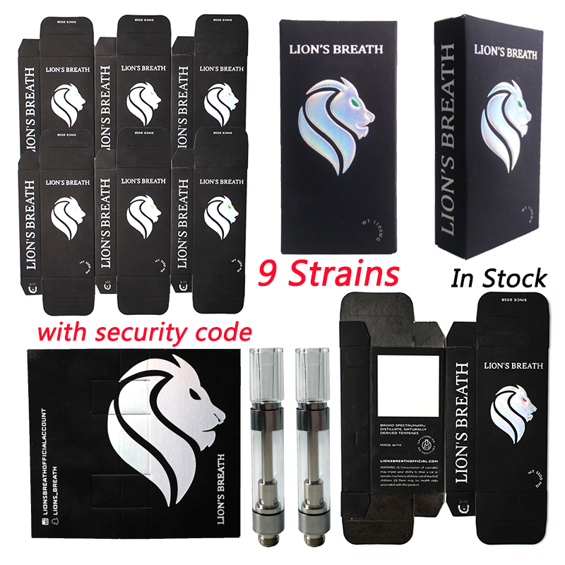 

LIONS BREATH Atomizers Vape Cartridges Packaging 0.8ml 1.0ml Ceramic Coil Press On Tip Thick Oil Cartridge Empty Vapes Pen Carts