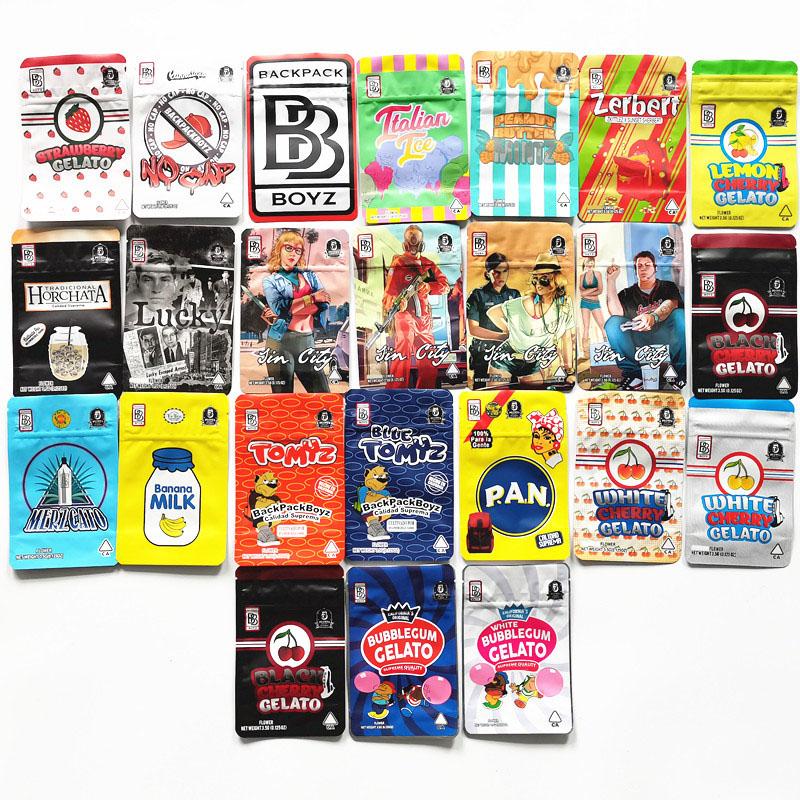 

New 3.5g BACKPACK BOYZ Strawberry Gelato Banana Milk PAN Blue Tomyz Zerbert Italian Ice backpackboyz with hologram stickers Childproof bags