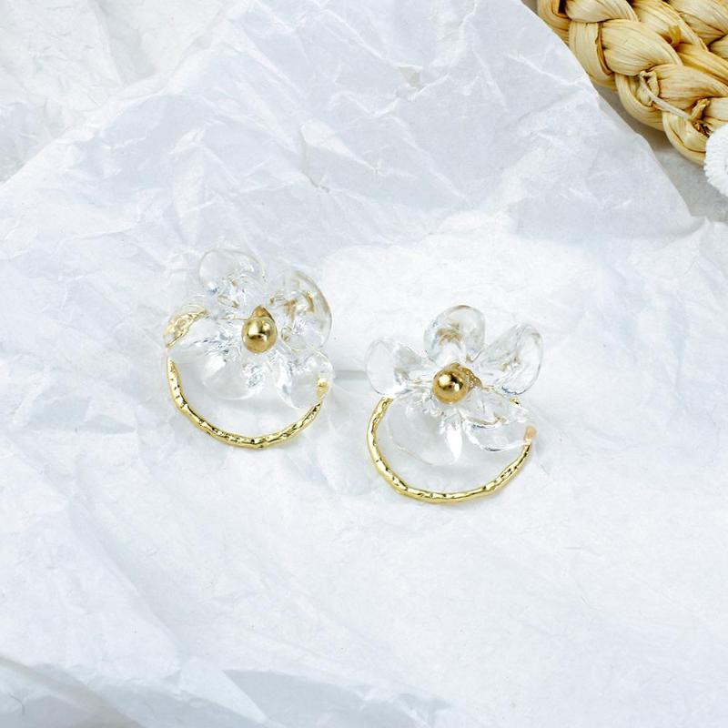 

AMORCOME 2020 Korean Transparent Acrylic Flower Earrings Circle Pendant Drop Earring For Women Summer Holiday Pendientes Jewelry