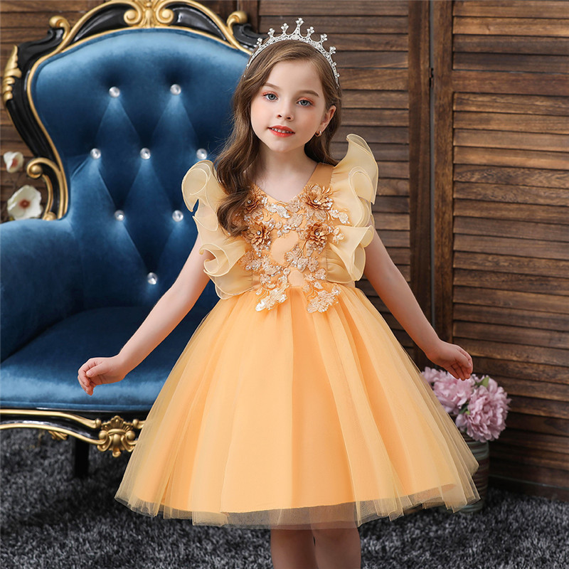 

Embroidery One-Shoulder Dress for Children Princess Formal Dresses Flower Kids Wedding Evening Prom Gown Girls Christmas Party F1130, Gray