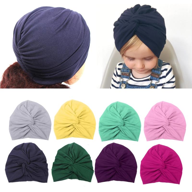 

Cute Baby Hat Cotton Soft Turban Knot Girl Summer Hat Bohemian Style Kids Newborn Cap For Baby Girls Boys, Grey
