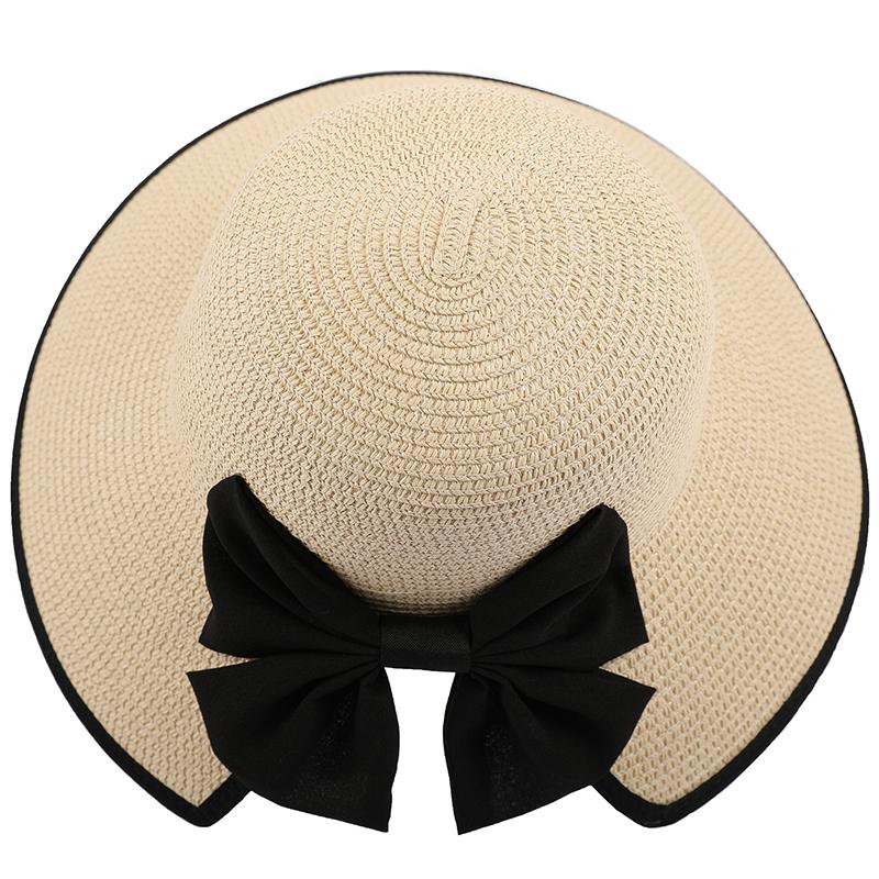 

Women's Casual Hats, UV Protection, Leisure Travel Weaving, Women's Wild Outdoor Sunshade and Sunscreen Empty Tail Bow Straw Hat, 06