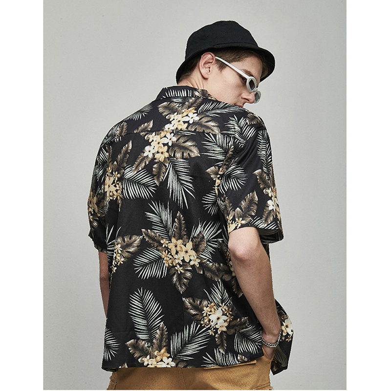 

Summer Man Shirt Mens Ethnic Printed Stand Collar Stripe Short Sleeve Loose Shirt shirt Oversize Streetwear, 6008