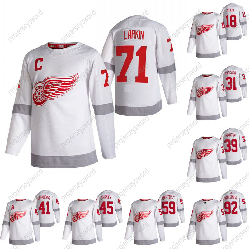 

2020-21 Reverse Retro Dylan Larkin Jersey Detroit Red Wings Robby Fabbri Filip Hronek Patrik Nemeth Jon Merrill Calvin Pickard Darren Jersey, Youth white s-xl