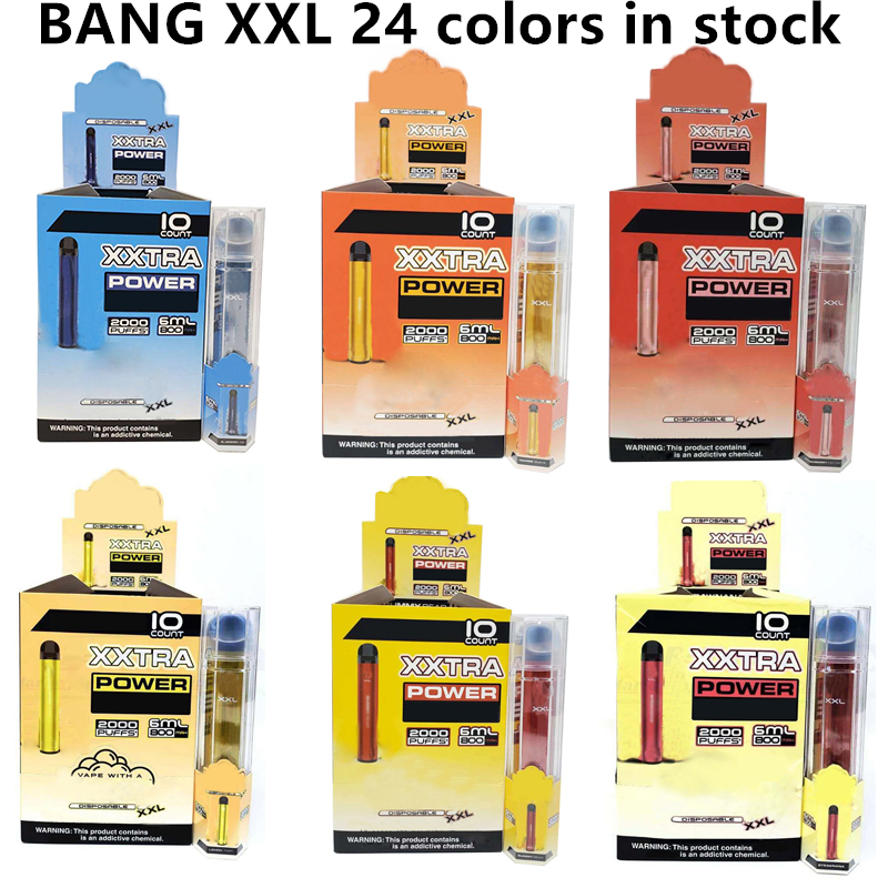 

BANG XXL Disposable Vapes Cigarettes Pen Device 800mAh Batterys 6ml Pods Empty Vapors 2000 Puffs xxtra vaoe kit Vs puff bar Max