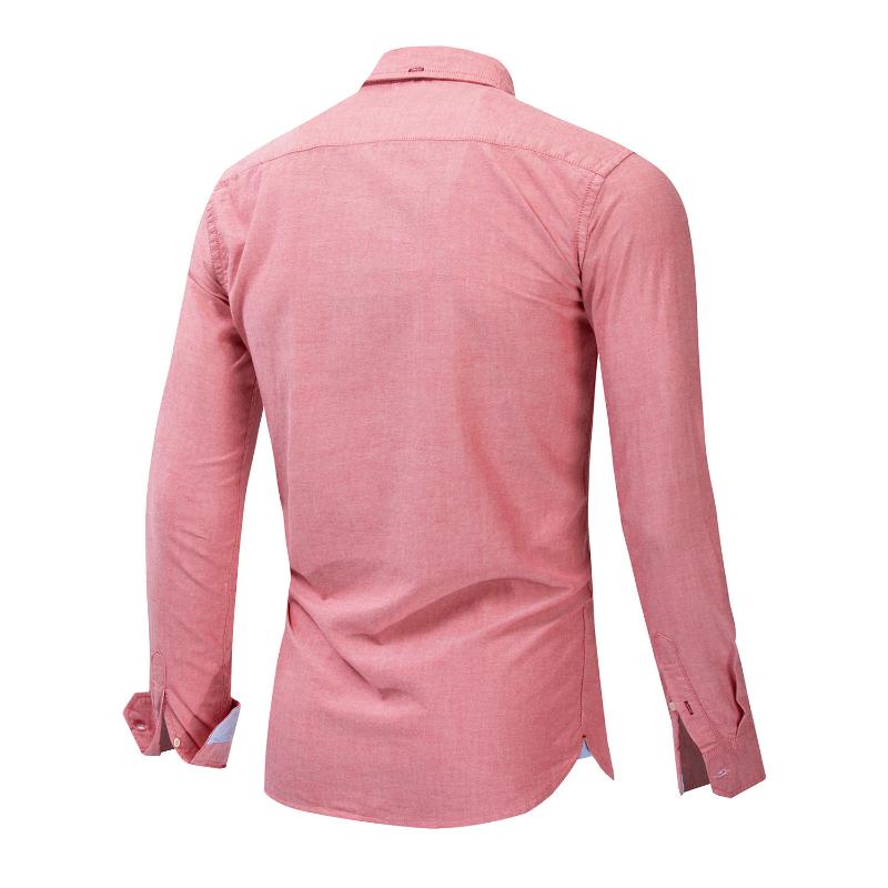 

The New Europe and the United States Men' Casual Long Sleeve Shirt, Pure Cotton Shirt Turn-down Collar Full Casual Shirts, Shallow watermelon r