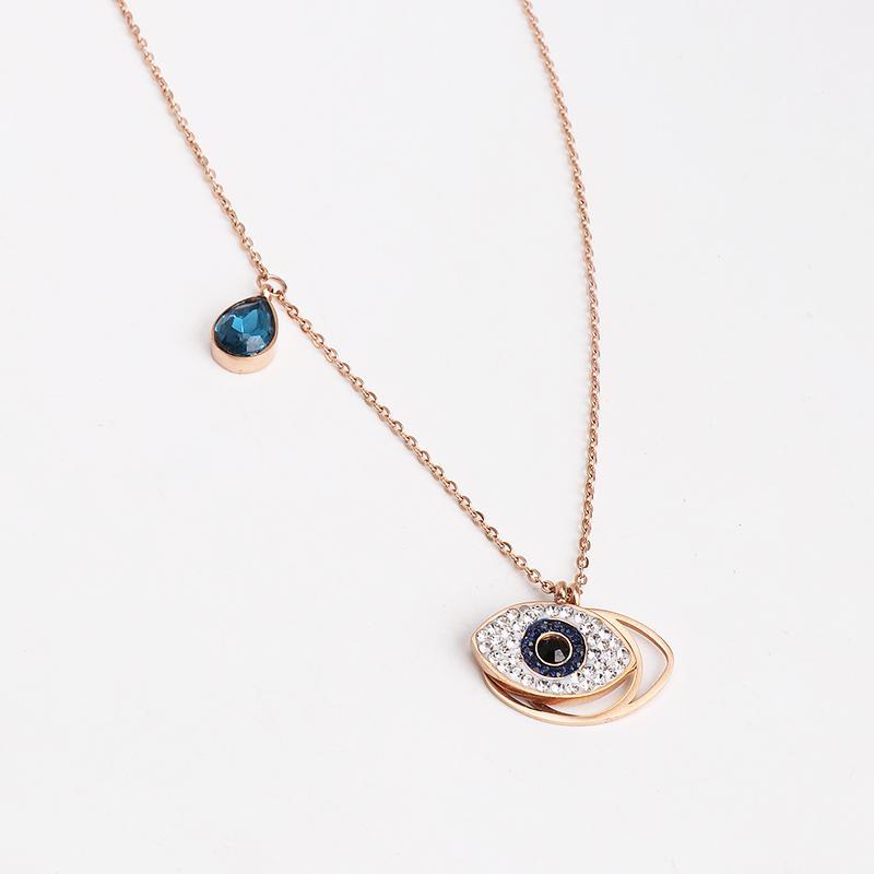 

JUJIA Turkish Crystal Evil Eye Pendant Necklace Women Gold Color Jewelry Sweater Chains Bijoux Party Wholesale1, Silver