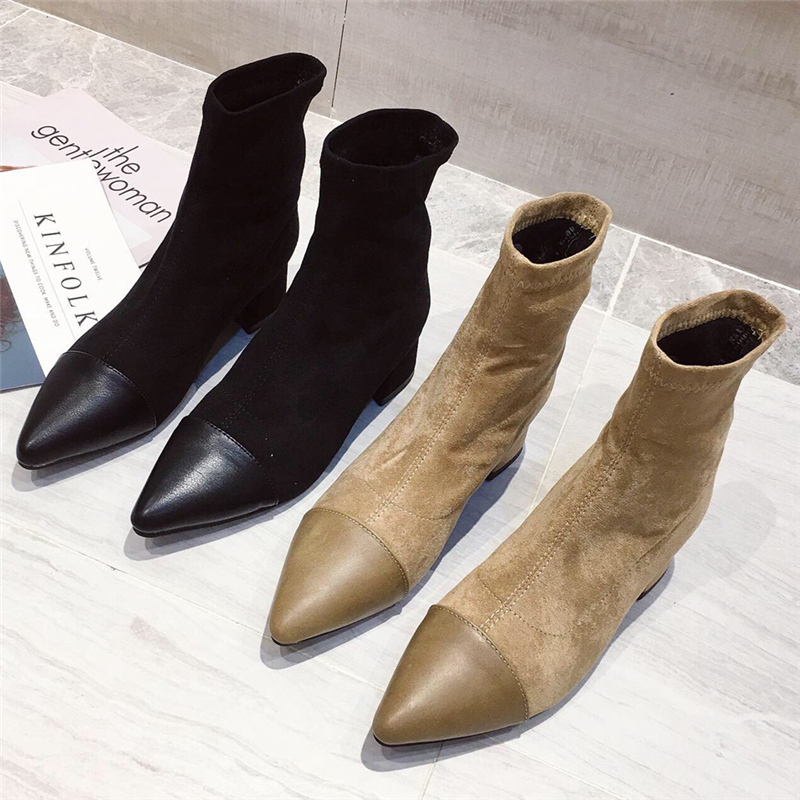 

2020 outono inverno moda feminina designer preto salto alto camura meias rebanho fio elstico tornozelo botas festa apontou toe FX3F, Black