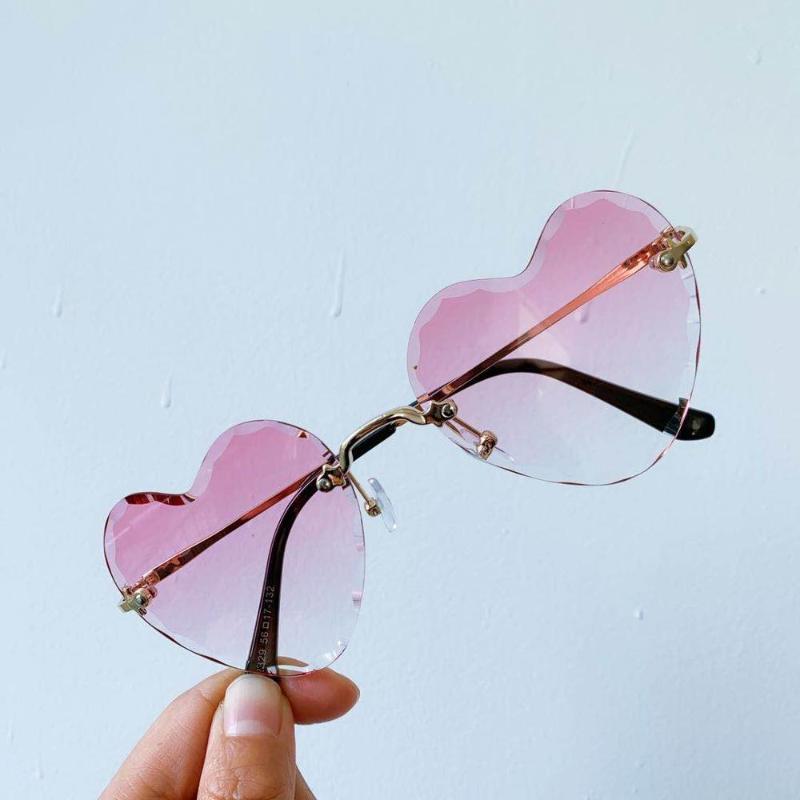 

classic heart frameless sunglasses women retro Gradient candy color lens glasses vintage metal legs sun glasses