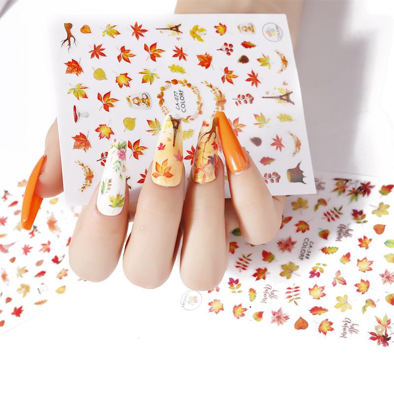 

3pcs Nail Art Autumn Sticker with Adhesive Transfer Printing Butterfly Animal Small Daisy Sun Flower Nail Stickers, Ca-360--3pcs
