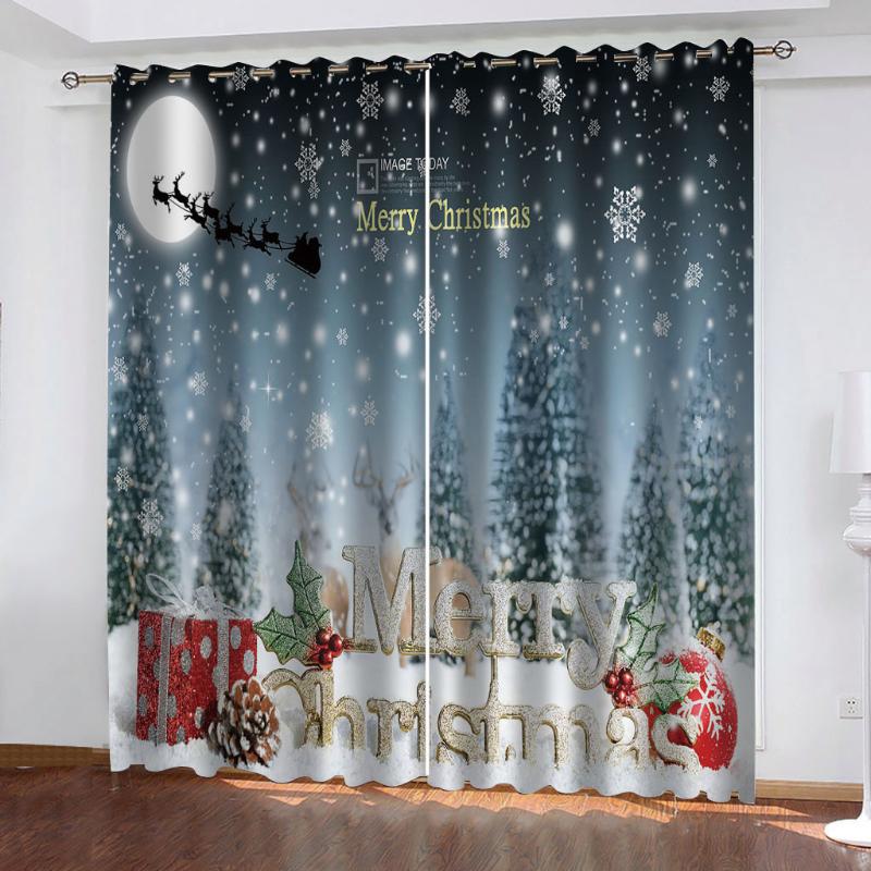 

Luxury Blackout 3D Window Curtains For Living Room Bedroom christmas curtains Decoration, As pic