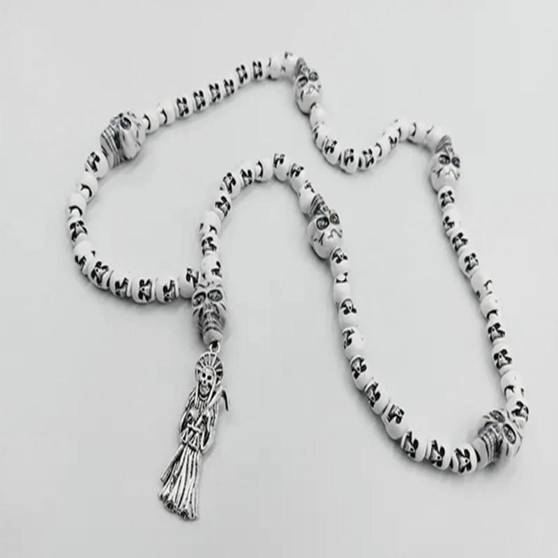 

Pendant Necklaces Santa Muerte Festival Rosary - Saint Of Death Dead Occult Mexican Reaper Jewelry Rainbow Skull Skully Offering Sacrifice S