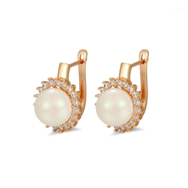 

Dangle & Chandelier 2021 Pearl Beads Earring White Gold Color Zircon Drop Earrings For Women Fashion Bijoux 26EW-911
