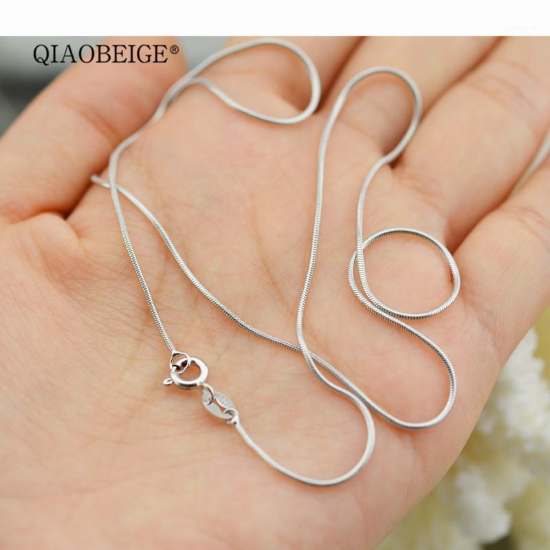

QIAOBEIGE wholesale 925 Stamped Silver color necklace fashion jewelry Snake Chain 1mm Necklace for Pendant 16 18 20 24 inches1