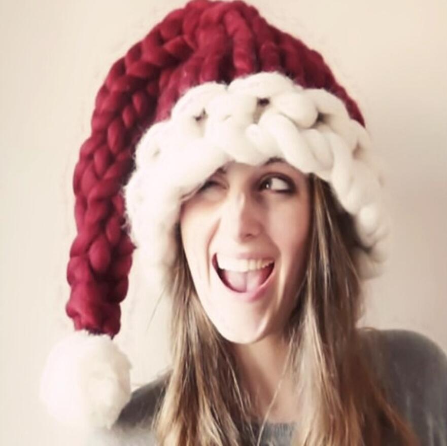 

Fashion Parent-Child Knit Christmas Hats Cute Soft Pompon Santa Claus Hat Xmas Decorations Beanies Cap Wool Knit Hats Christmas Hat