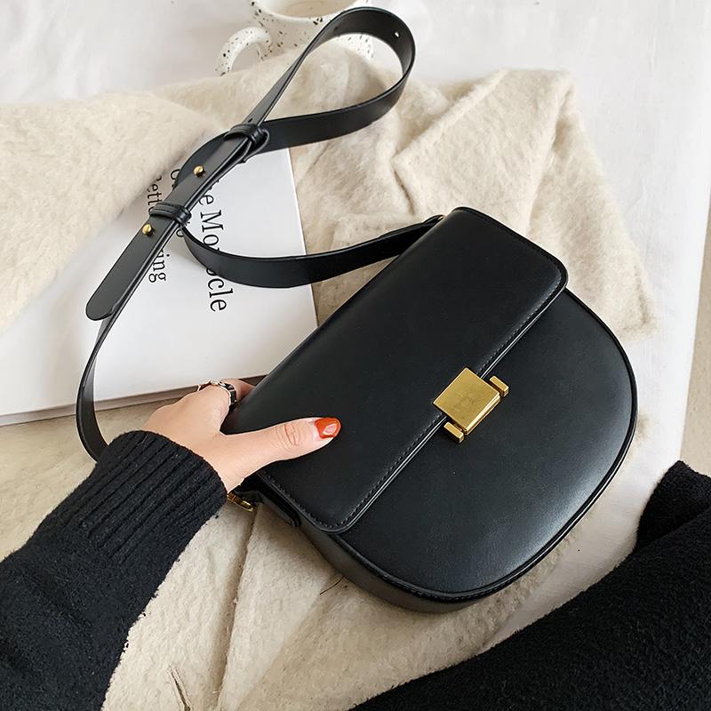 

Saddle Leather Small Bags Pu for Women 2021 Shoulder Bag Lady Trending Handbags and Purse Women's Classic Hand Bag, Black