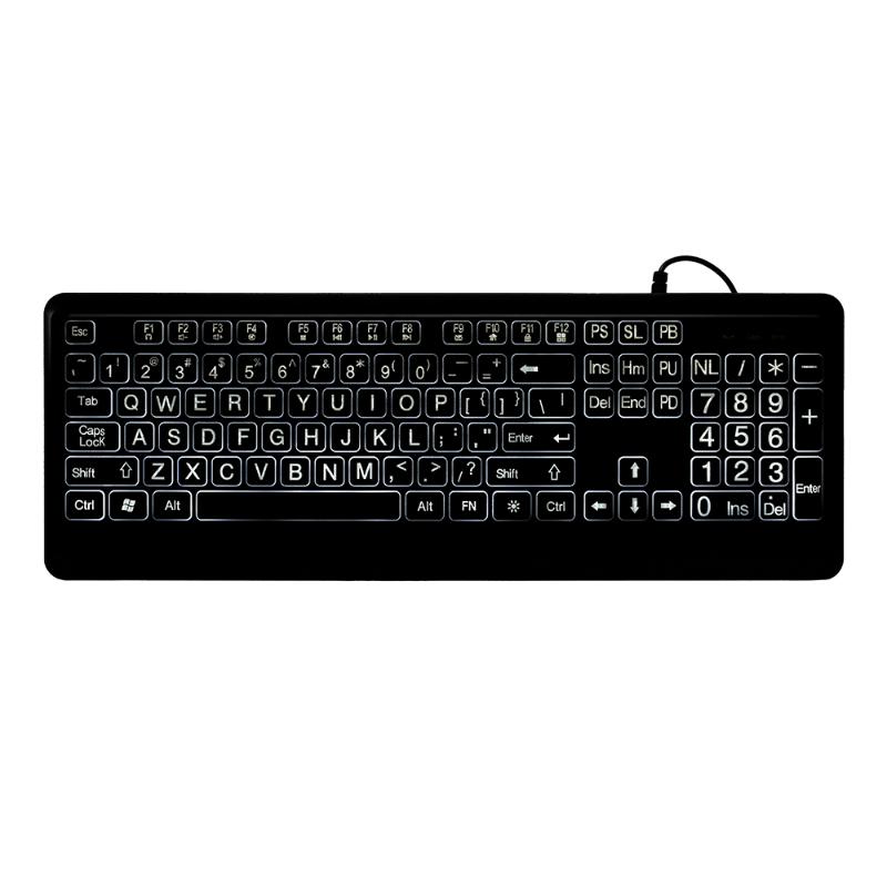 

Wired Large Print Keyboard 104 Keys White Bold Jumbo Letters Silent Backlit Keyboard with Oversized Characters for The Elder