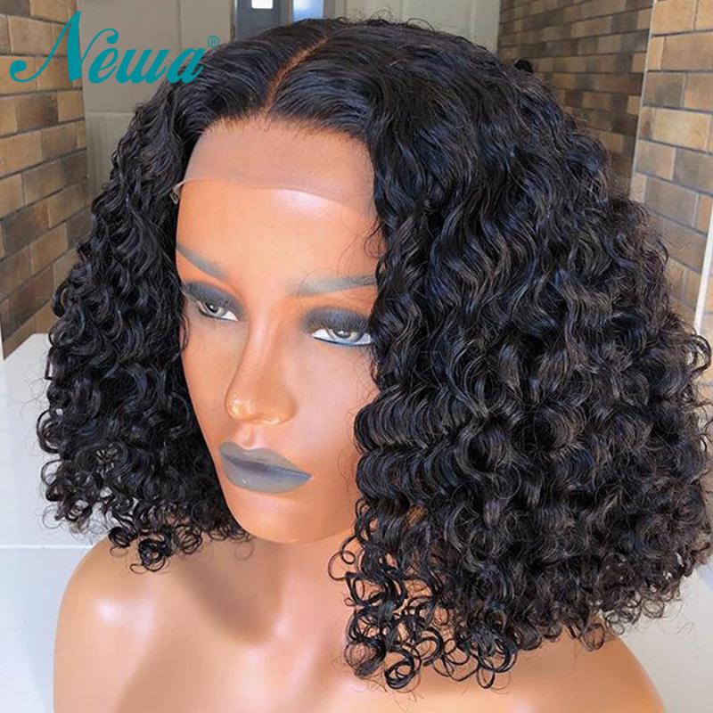 

Newa Hair Lace Front Human Hair Wigs Pre Plucked 13x6 Lace Front Curly Wigs With Baby Brazilian Remy For Women, Natural color