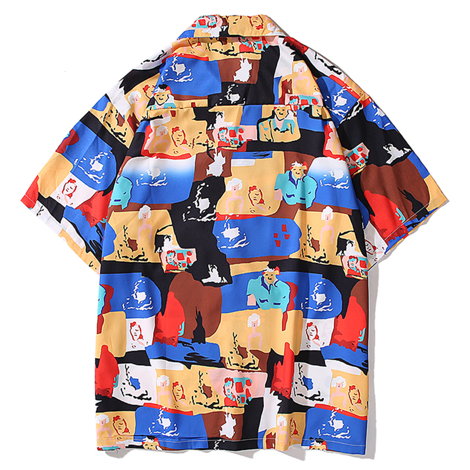 

2021 New Aelfric Eden Hawaii Beach Shirts Men Cartoon Graffiti Summer Streetwear Short Sleeve Shirt Casual Cotton Harajuku Vintage 4277, Yellow