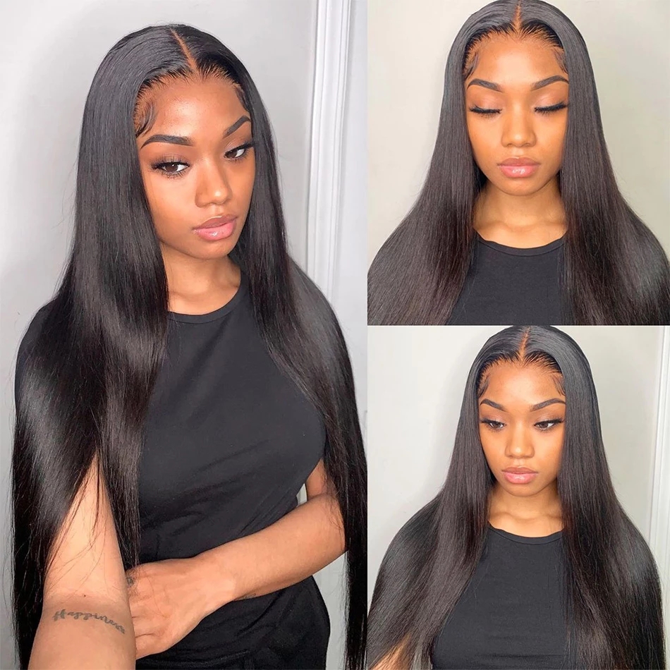 

Brazilian Straight Human Hair Remy Baby Hair Pre Plucked Wigs Pre Plucked 4x4 Closure Wigs 4x4 Closure Wig Straight Lace Front Human Hair Wigs for Women, Natural color