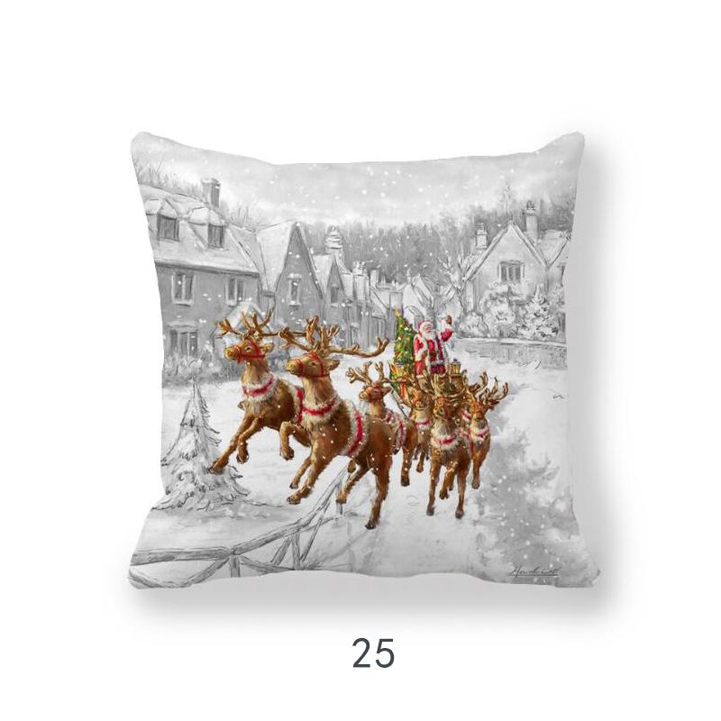 

Happy New Year 2020 Merry Christmas Decorations For Home Santa Claus Snowman Elk Style Cushion Cover 45x45cm For Sofa Car Seat Pillow Case, 17