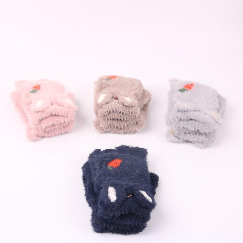 

Five Fingers Gloves Fashion Cartoon Ear Flap Mink-like Knitted Winter Outdoor Cold And Warm Thickened