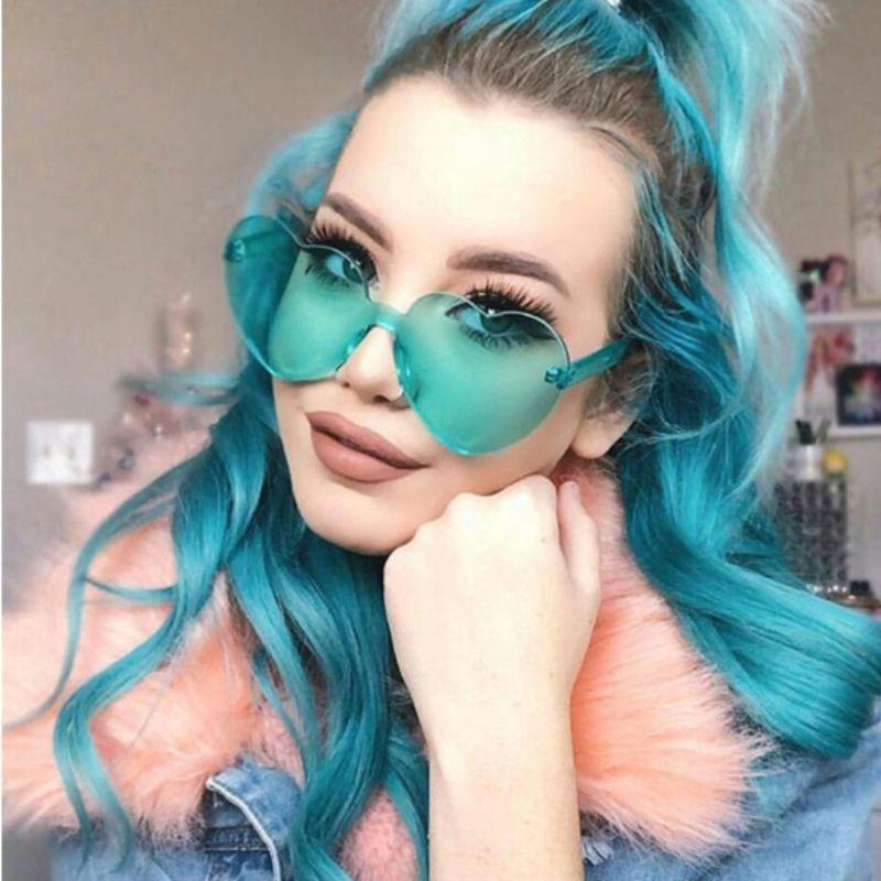 

11 color Fashion cute sexy retro Love Heart Rimless Women Designer Sunglasses Eyewear Candy Color UV400