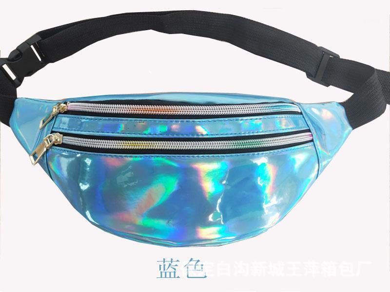 

Multifunctional laser belt bag Holographic Fanny Pack Shiny Metallic Color Sport Waist Pack Belt Bum Festival Travel Party Date1, Black