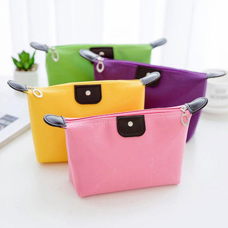 

2020 New Waterproof Cosmetic Bags Women Solid Color Makeup Bag Casual Pencil Case Toiletry Storage Bag Waterproof Cosmetic