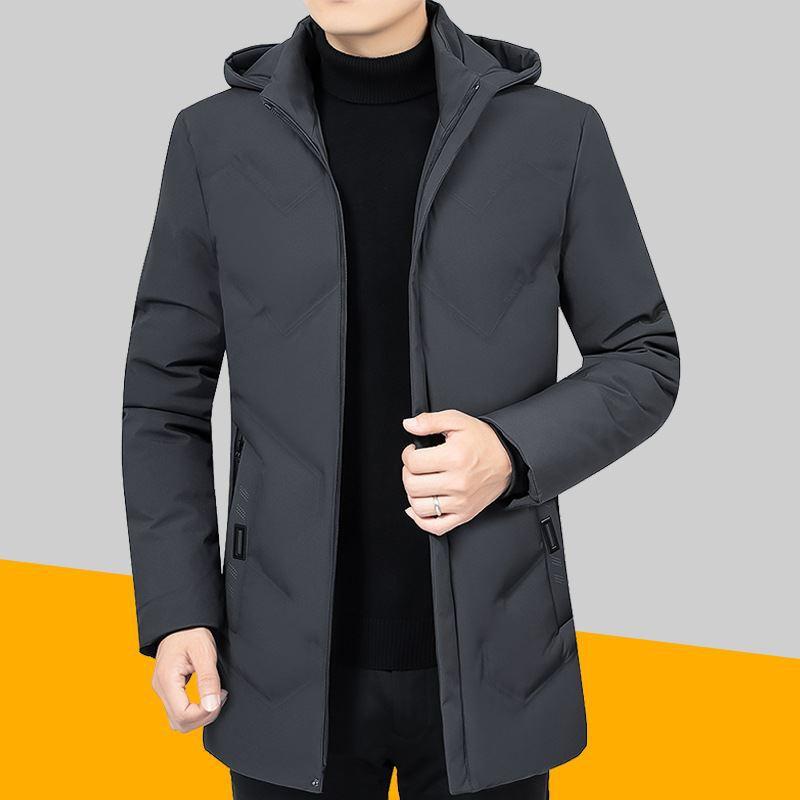 

Parka Windbreaker Casual Men Winter Parka Mid-Length 2 Colors 2020 New Warm Jacket Outwear Windproof Coat Hooded Winter Jacket, Gray