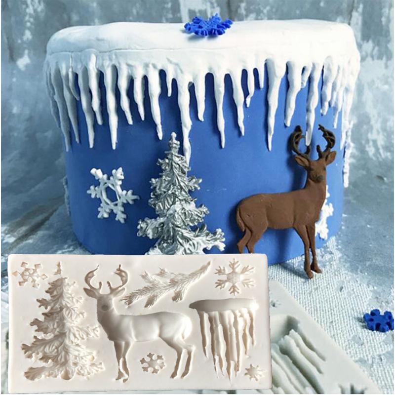 

Baking Moulds 3D Christmas Decorations Deer Snowflake Lace Chocolate Party DIY Fondant Cooking Cake Decorating Tools Silicone Mold