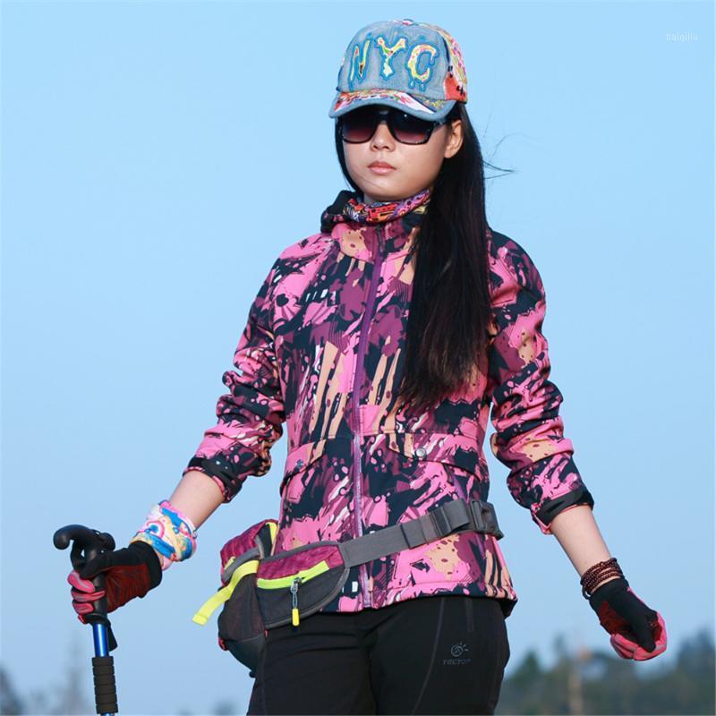 

WWKK 2020 Camouflage Fashion Women Hiking Jacket Waterproof New Breathable Protection Coats Outdoor Sport Hoodies Zipper Jackets1, Blue