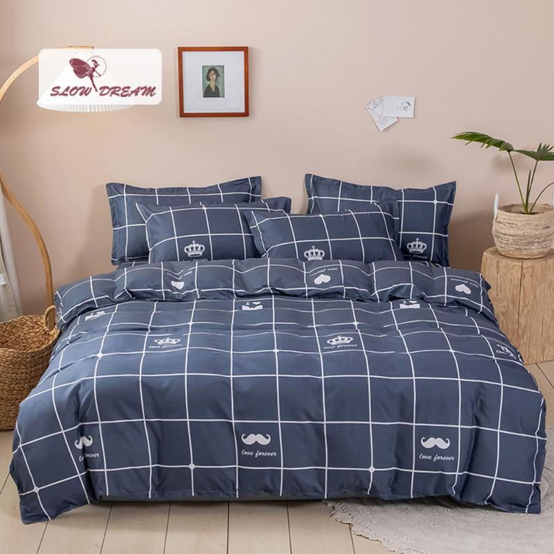 

SlowDream Crown Bedding Set Duvet Cover Fitted Sheet Elastic Band Double Queen King Corner Home Decor Mattress Cover Bedspread