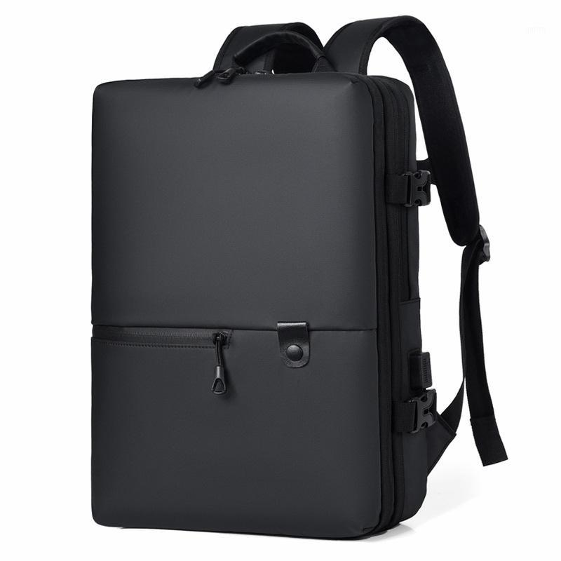 

Backpack for men can be expanded to large capacity travel luggage bag 17.3 inch Laptop Bag1, Black