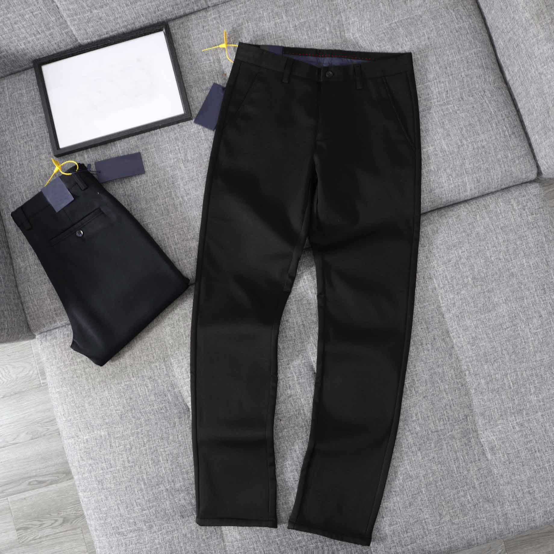 

Fashion 21AW Men's Pants Stylist Business Leisure Cold - Resistant and Warm - Thickened Stretch Casual High Qulity Pant Simple Black Color