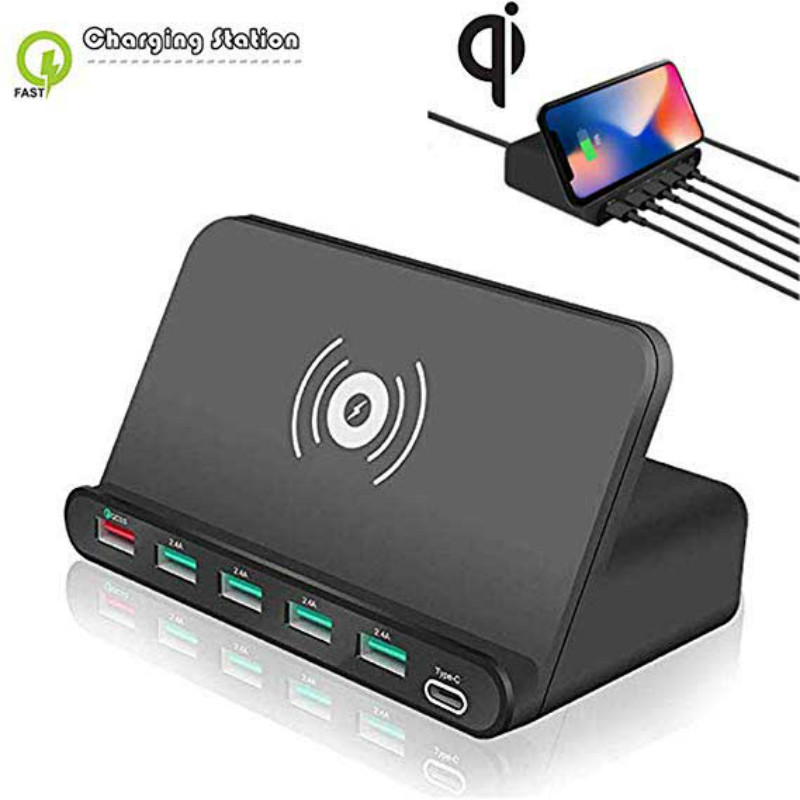 

Universal 60W Qi Wireless Charger For IPhone Ipad Samsung Android Phone Tablet 7 in 1 Quick 3.0 Fast Charger Holder