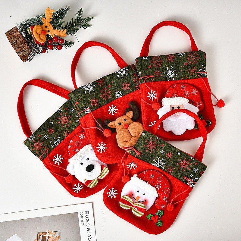 

2020 New Cute Christmas Gift Bag Three-dimensional Doll Candy Bag Gift Handbag Brushed Cloth Xmas Decorations1