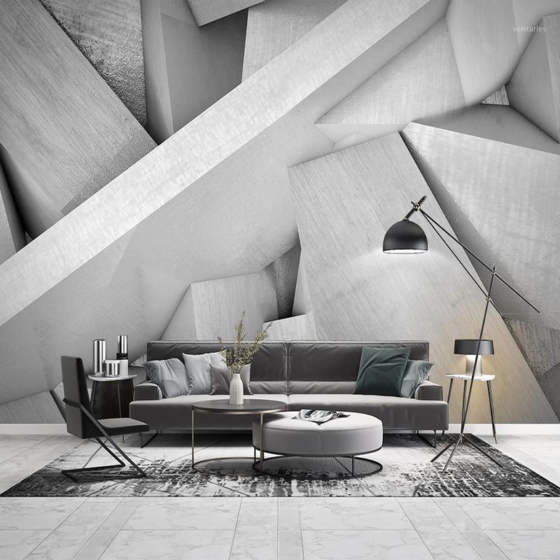 

Custom Photo Wallpaper 3D Stereoscopic Cement Gray Architectural Space Mural Study Bedroom Living Room Decoration Papier Peint1, As pic