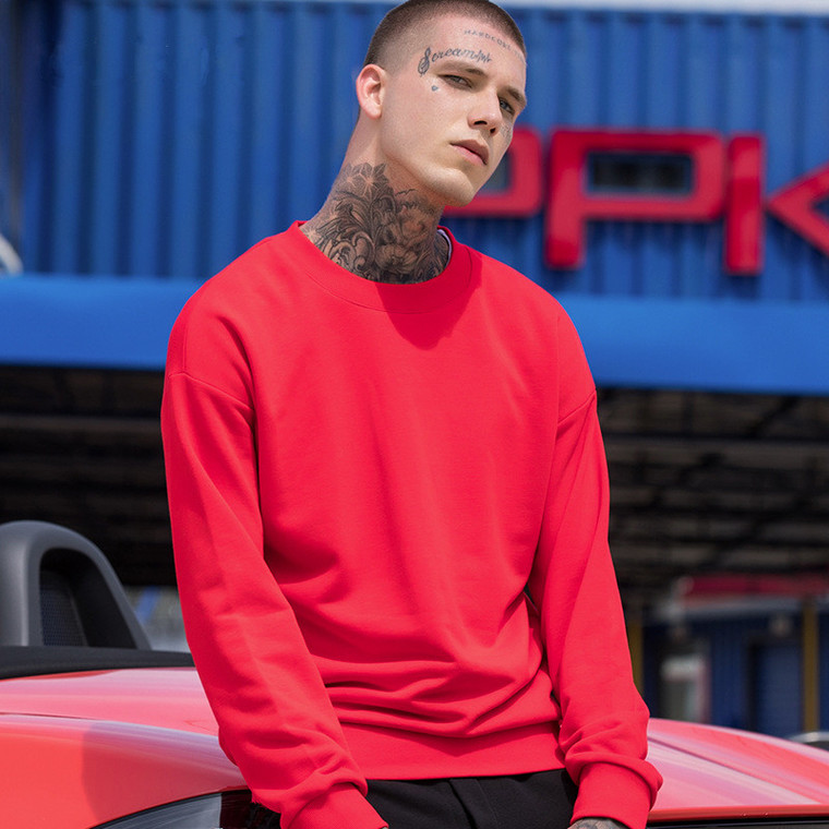 

2021 Brand Men's Long Sleeve Sweatshirts Fleece Men Round Collar Pure Color Pullover for Male Sweatshirt kg-354, Orange