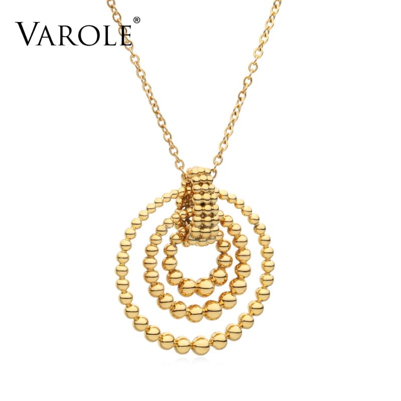 

Movable Round Bead Pendant Necklace Women Gold Color Cute Choker Long Chain Adjustable Necklace Fashion Femme Jewelry