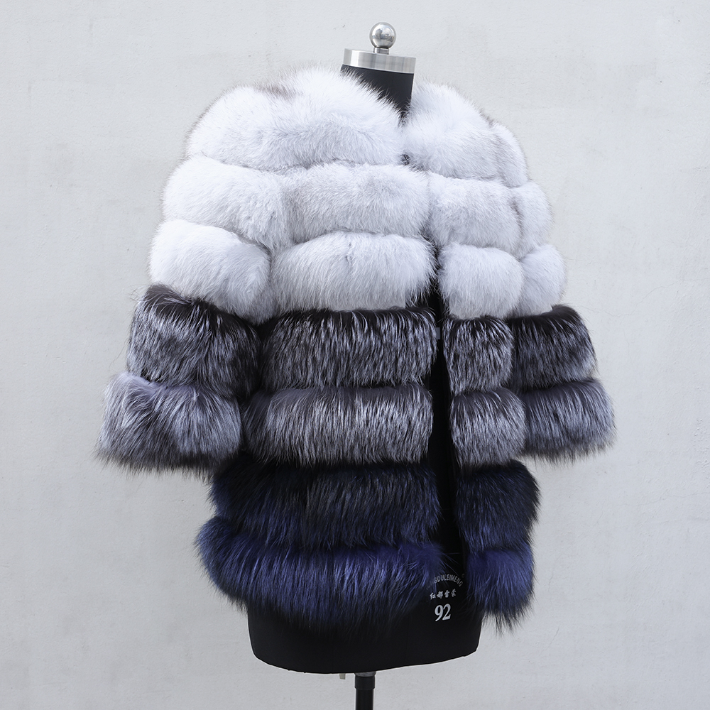 

2021 New Winter Vest Female Hot Coat, 100% Real Fox Short Coat ES8S, Silver