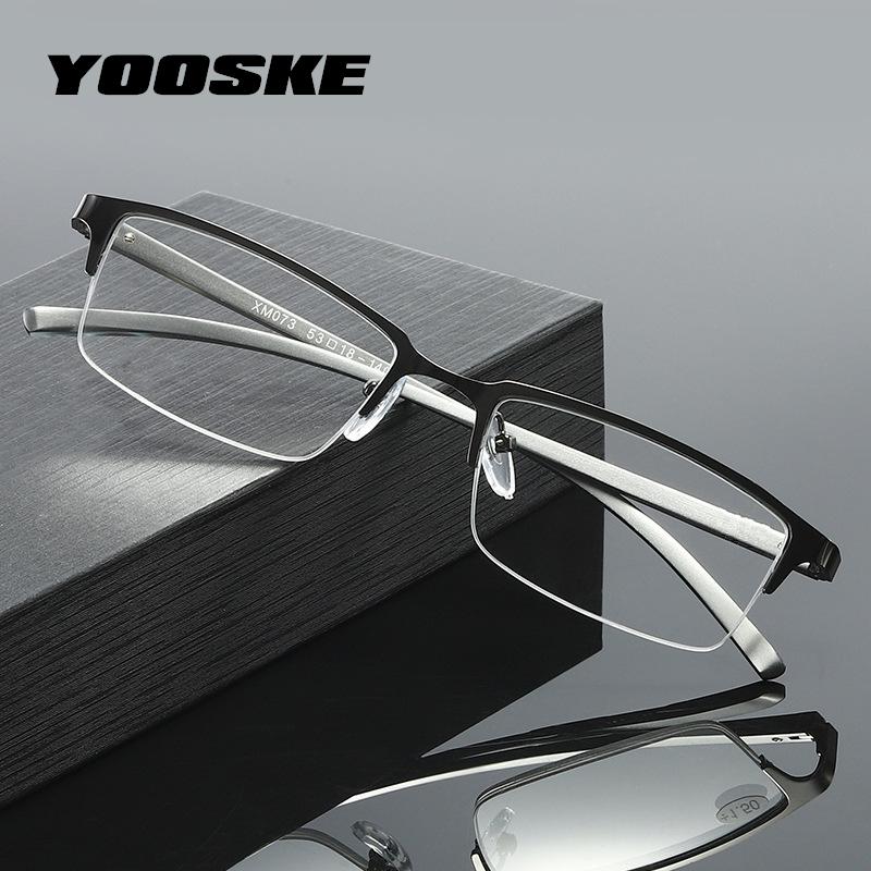 

Fashion Sunglasses Frames YOOSKE Aluminum Magnesium Glasses Men Business Blue Film Eyeglasses Half Frame Optical Computer Spectacles